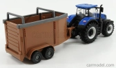 Bburago New holland T7.315 Tractor + Livestock Forwarder 1:50 Modrá Hnědá
