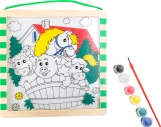 Malý drevený farebný obrázok farma so zvieratami