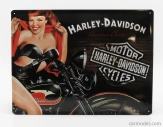 Edicola Príslušenstvo 3D kovová tabuľka - Harley Davidson American Classic Biker Babe 1:1 Black Orange