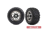Kolesá Traxxas 3,8", čierny chrómový disk, pneumatiky s pásmi Sledgehammer (2)