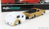 Maisto Chevrolet El Camino Pick-up With Trailer Roulotte 1967 1:64 zlato-biela