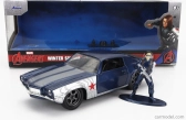 Jada Chevrolet Camaro Coupe 1973 s figúrkou zimného vojaka 1:32 modrá strieborná