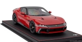 Bbr-models Ferrari 12cilindri V12 830cv Panoramic Roof 2024 - Glossy Black Rims - Con Vetrina - With Showcase 1:18 Rosso Corsa - Červená