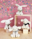 Doudou Plyšový králik so šatkou 12 cm žltý s kvetmi