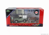 Britský Land rover Land Defender 90 Pick-up uzavretý so zvieratami a figúrkami 1984 1:32 zelená strieborná