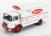 ROZBALENÉ – Edicola Berliet Gak Truck Biscuit Brun 2-osi 1959 1:43 Biela Červená