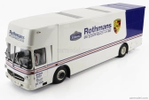 Schuco Mercedes benz O317 Truck Car Transporter Porsche Rothmans 1984 1:18 Bílá Modrá