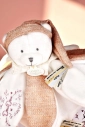 Doudou Dárková sada Plyšový muchláček medvídek s čepičkou 25 cm růžový