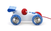 Vilac Tahací závodní auto bílé s modrým křídlem
