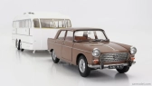 Norev Peugeot 404 With Caravan Roulotte Henon 1965 1:18 Brown Met