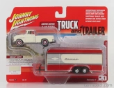 Johnny lightning Chevrolet Cameo Pick-up With Trailer 1955 1:64 Bílá Červená