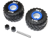 Kolesá Losi 2,6" s pneumatikou BKT Monster Truck, stredná vložka, modré pätky (2): LMT 2.0