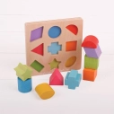 Bigjigs Detské drevené kocky Tvary a farby