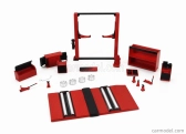 Peako Accessories Set Officina E Revisioni Microturbo - Ponte Sollevatore Auto - Twin Post Lift 1:64 Červená Černá
