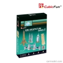 Cubicfun Puzzle Kit 3D In Foam Set pěti budov, 99 dílků