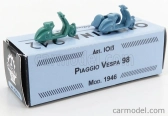 Officina-942 Piaggio Set 2x Vespa 98 + Vespa 98 Sidecar 1946 1:76 zelená svetlo modrá