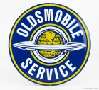 Edicola Príslušenstvo Kovová okrúhla tabuľka - Oldsmobile Service 1:1 Modrá žltá