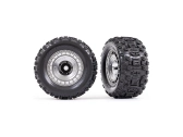 Kolesá Traxxas 3,8", pneumatiky Sledgehammer, polomatný chrómový disk s krytom (2)