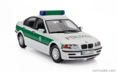 BMW radu 3 (e46) Polizei 1999 v mierke 1:18 bielo-zelená
