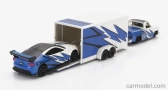 Maisto Chevrolet 1500 Pick-up With Trailer Car Transporter + Subaru Brx 2019 1:64 modro-biela