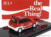 Tiny toys Honda City Turbo Ii Coca-cola The Real Thing 1981 With Motocompo - Motorcycle 1:64 Červená Bílá