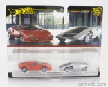 Mattel hot wheels Lamborghini Set 2x Countach Lp5000 Quattrovalvole 1982 + Stratos Zero Concept 1970 1:64 Červená strieborná