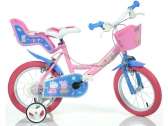 DINO Bikes - Detský 14" bicykel Pepa Pig so sedadlom a košíkom