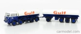 Brekina plast Fiat 690 Millepiedi Tanker Truck Gulf 1960 1:87 Modrá biela