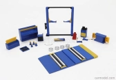 Peako Accessories Set Officina E Revisioni Microturbo - Ponte Sollevatore Auto - Twin Post Lift 1:64 Modrá Žlutá