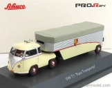 Schuco Volkswagen T1b Continental Motors Porsche Car Transporter 1962 1:64 Krémově Šedá Stříbrná