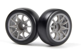 Sada driftových kol vč. pneumatik TSMK5-10 22x11 mm (šedá/4 ks)