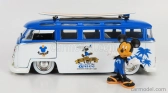 Jada Volkswagen T1 Samba Minibus 1962 - s figúrkou Topolino Mickey Mouse - Walt Disney 1:24 bielo-modrá