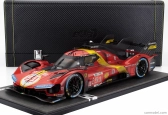 Bbr-models Ferrari 499p 3.0l Turbo V6 Team Ferrari Af Corse N 51 Winner 24h Le Mans (dirty Version - After Race) 2023 Alessandro Pier Guidi - James Calado - Antonio Giovinazzi - Con Vetrina - With Showcase - Coffret Box 1:12 Červená Žlutá Černá