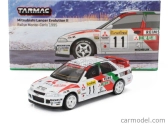 Tarmac Mitsubishi Lancer Gsr Evolution Ii N 11 4th Rally Montecarlo 1995 Timo Makinen - Seppo Harjanne 1:64 Biela červená zelená