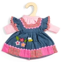 Bigjigs Toys Džínové šaty s růžovým lemem pro panenku 34 cm