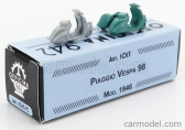 Officina-942 Piaggio Set 2x Vespa 98 + Vespa 98 Sidecar 1946 1:76 Svetlo šedá zelená