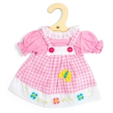 Bigjigs Toys Ružové kárované šaty s trakmi pre bábiku 34 cm