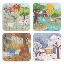 2Kids Toys Puzzle v dřevěné krabici Čtyři roční období - poškozený obal