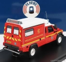 Alarme Land rover Defender 130 Pick-up Closed Vsab Tt Bmpm Sapeurs Pompiers Vehicule De Secours Et D'assistance Aux Victimes 1986 1:43 Red White