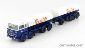Brekina plast Fiat 690 Millepiedi Tanker Truck Gulf 1960 1:87 Modrá biela