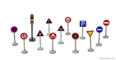 Officina-942 Accessories Segnali Stradali + Semaforo - Traffic Signs And Traffic-lights 1:76 /