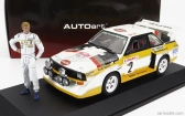 Autoart Audi Quattro Sport S1 (nočná verzia) N 2 4th Rally Montecarlo 1986 S figúrkou W.rohrl - C.geistdorfer 1:18 Žltá Biela Červená
