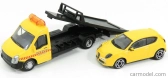Bburago Mercedes Benz Sprinter Soccorso Stradale s Alfa Romeo Mito 2010 – Carro Attrezzi – Wrecker Road Service 1:43 žltá