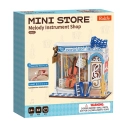 RoboTime 3D drevená skladačka Miniatúra domčeka mini Obchod s hudobnými nástrojmi
