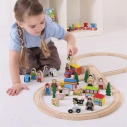 Bigjigs Rail Veľká sada drevených doplnkov k vláčikovej dráhe