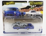 Mattel hot wheels Mercedes benz Truck Car Transporter With 300sl N 54 Racing 1955 1:64 Modrá Stříbrná