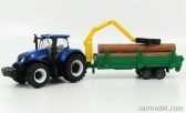 Bburago New holland T7.315 Tractor + Tree Forwarder And Wood 1:50 Modrozelené Dřevo