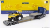 Newray Iveco fiat Stralis 540 Truck Pianale 2009 With New Holland Fr920 Mietitrebbia Gommata Harvester 1:43 Modrá Žlutá Černá