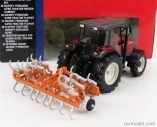 Britský traktor Massey ferguson 6290 s prívesom 2012 1:32 červený oranžový