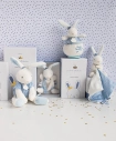 Doudou Hračka s úchytem na dudlík králíček 15 cm modrý